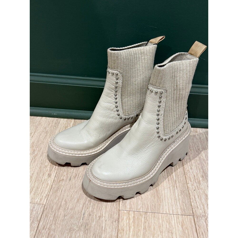 Dolce Vita Hoven H2o Studded Ivory Leather Boots sz 5